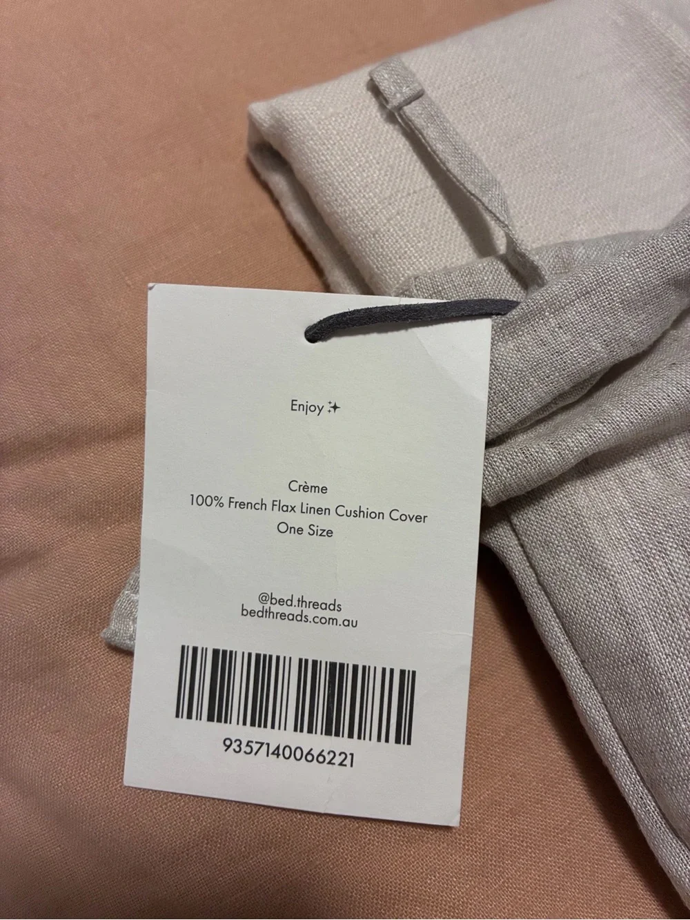 Bed Threads 100% Flax Linen Crème Cushion Cover - Zippered Pillowcase